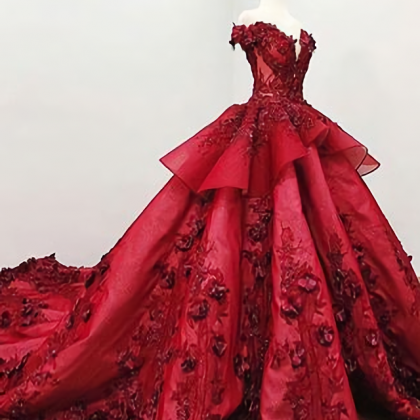 Red Prom Gown,Ball Gown Prom Dress ..