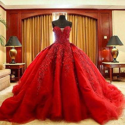 Charming Prom Dress,Red Tulle Ball ..