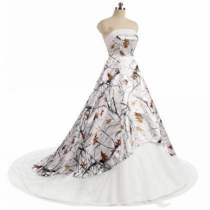 Vintage Long Wedding Dresses Leaves..