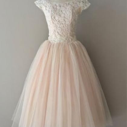 Blush Pink Wedding Dresses,Knee Len..