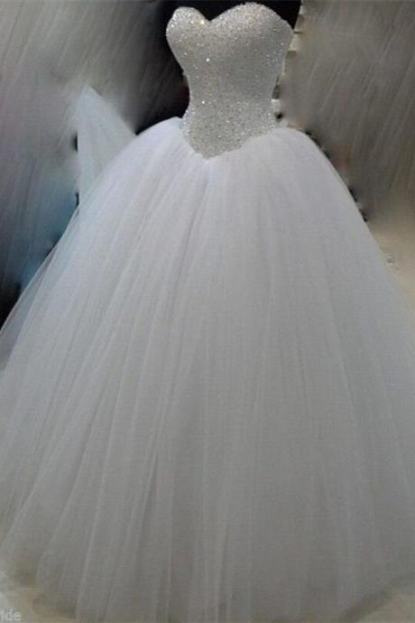 Wedding Dresses New White / Ivory Beadding Wedding Dress Bridal Gown Custom Size