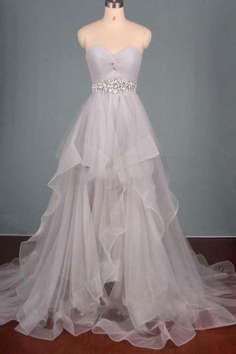 Sweetheart Prom Dress, Tulle Ball Gown Prom Dresses,, Long Prom Dress, A-Line Prom Gown, Beading Prom Dresses,Elegant Prom Dress,Prom Dress