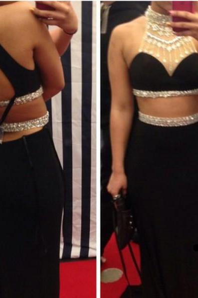Custom Made Black 2 Pieces Prom Dresses, Homecoming Dresses, Black Dress, Formal Dresses, Evening Dresses, Luulla Dresses