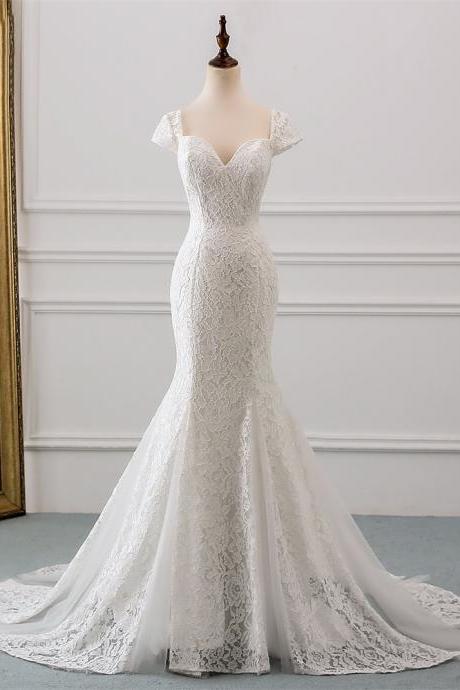Cap Sleeve Style Lace Wedding Dress 2023 Wedding Vestido De Noiva Mermaid Wedding Dresses