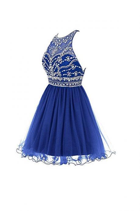 Royal Bule Tulle Homecoming Dresses, 2023 Short Prom Gowns, Beading Homecoming Dress, Summer Prom Dress, Prom Party Dress, Graduation Dress, Special Occasion Dresses