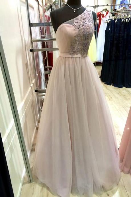 New Arrival Prom Dress,One Shoulder Prom Dresses 2023,A-Line Decals Long Prom Dress,Chiffon Tulle Evening Dress Formal Dress For Teens