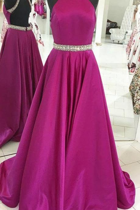 Pink Prom Dresses,Pink Prom Dresses,Long Satin Prom Gown,Evening Gowns For Teen