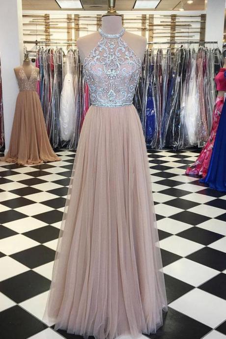 Sexy Prom Dress, Tulle Prom Dress, Long Prom Dresses, O Neck Homecoming Dress, Evening Dress