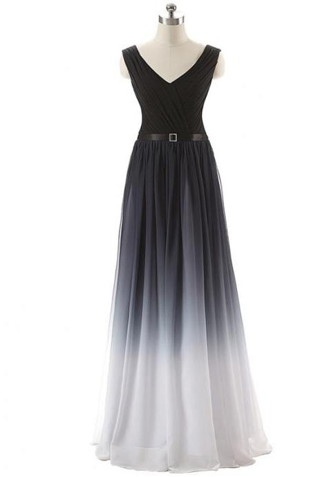 Charming Prom Dress,A-Line Prom Dress,Gradient Color Prom Dress,Chiffon Prom Dress,Brief Evening Dress