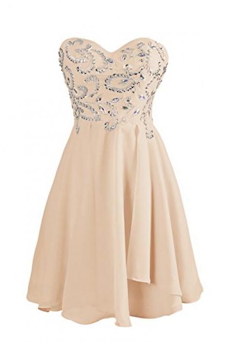 Sweetheart Prom Dress Homecoming Dress With Beading, Cute Homecoming Dresses,Short Prom Gown