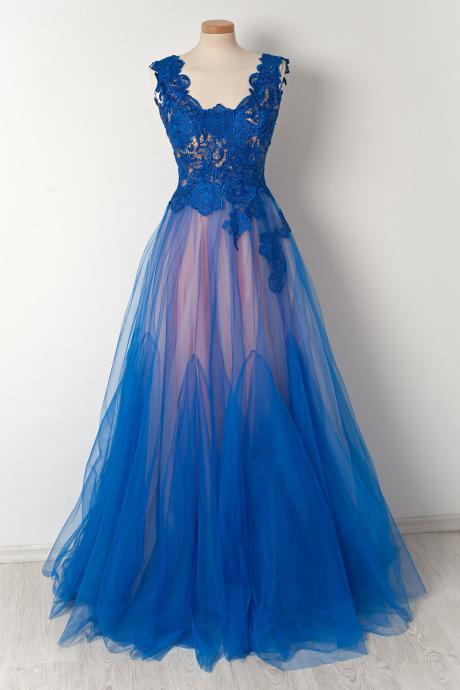 Lace Prom Dresses,Chic Prom Dresses, Sexy Prom Gown,Square Long Prom Dress,A Line Evening Dress