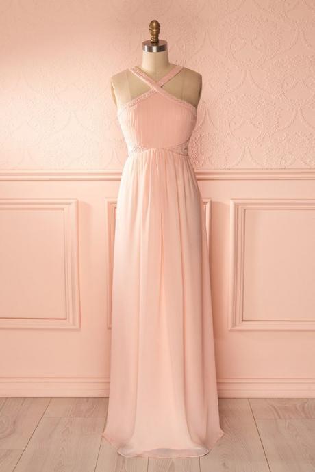 Blush Pink Prom Dresses,A-Line Prom Dress,Simple Prom Dress,Chiffon Prom Dress,Simple Evening Gowns,Cheap Party Dress,Elegant Prom Dresses,Formal Gowns For Teens
