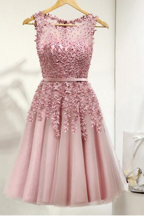 Pink Homecoming Dresses,Short Homecoming Dresses,Cute Dresses,Lace Beading Homecoming Dresses,Homecoming Dresses For Teens,Elegant Cocktail Dresses,Short Prom Dresses