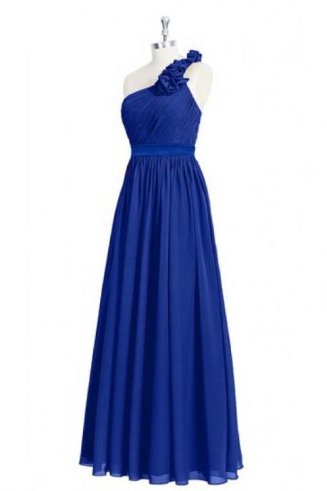 Beautiful Floor Length Bridesmaid Dresses, Formal Gowns,Prom Dresses,Elegant One Shoulder Royal Blue Bridesmaid Dresses, Wedding Party Dresses,Evening Gowns