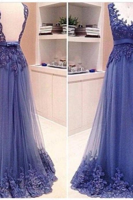 Backless Prom Dresses,Blue Prom Dress,Backless Formal Gown,Open Back Prom Dresses,Open Backs Evening Gowns,Lace Formal Gown For Teens