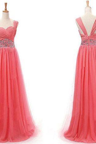 Coral Prom Dresses,Sparkly Prom Dress,Sparkle Prom Gown,Bling Prom Dresses,Straps Evening Gowns,2023 Evening Gown,Beaded Formal Dress For Teen