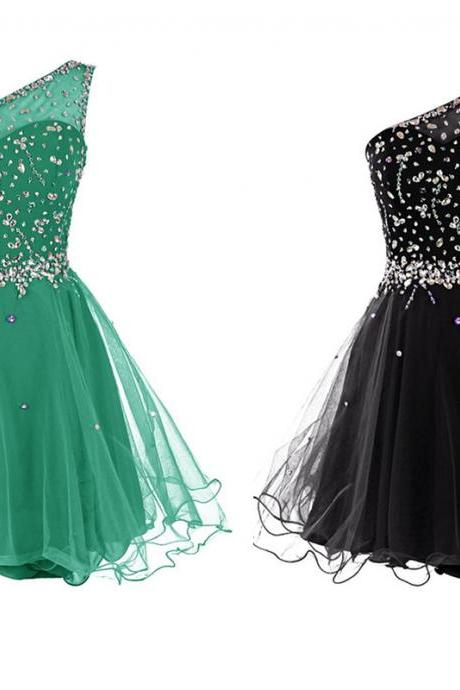 One Shoulder Homecoming Dress,Black Homecoming Dresses,Tulle Homecoming Dress,Green Party Dress,Open Back Short Prom Gown,Backless Sweet 16 Dress,Grape Homecoming Gowns