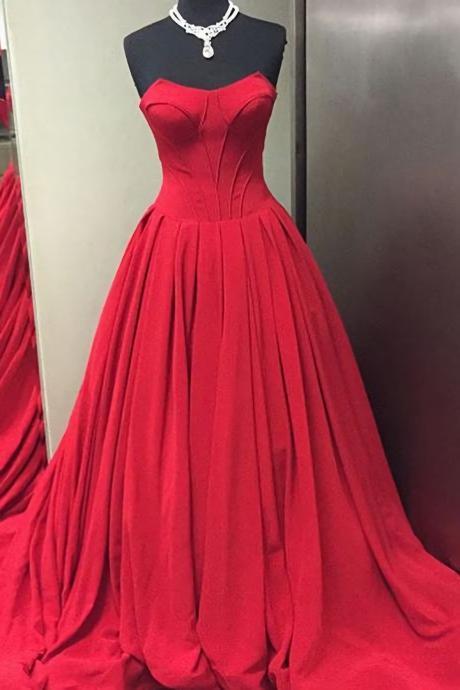 Sweetheart Neck Long Red Prom Dresses Floor Length Women Prom Dresses