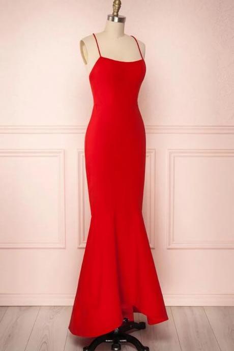 Sexy Red Prom Dress Cross Back, Evening Dress, Dance Dress, Formal Dress, Graduation School Party Gown