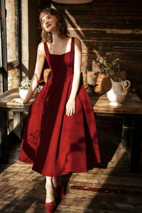 Burgundy Velvet Short Prom Dress Simple Dress