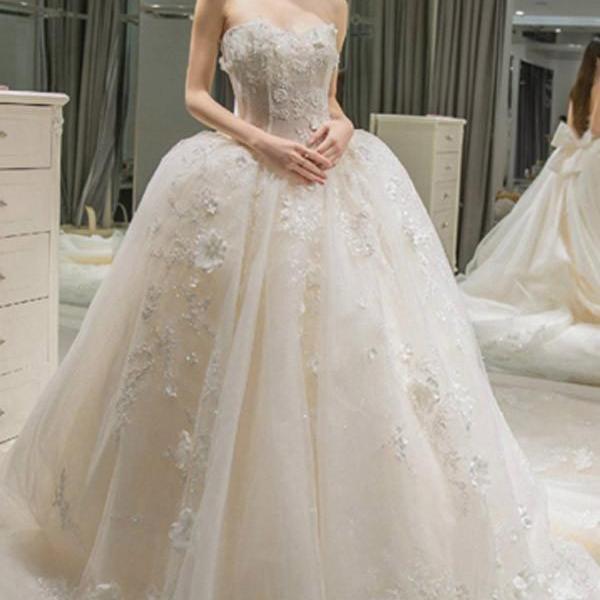 Appliques Tulle Ball Gown Wedding D..