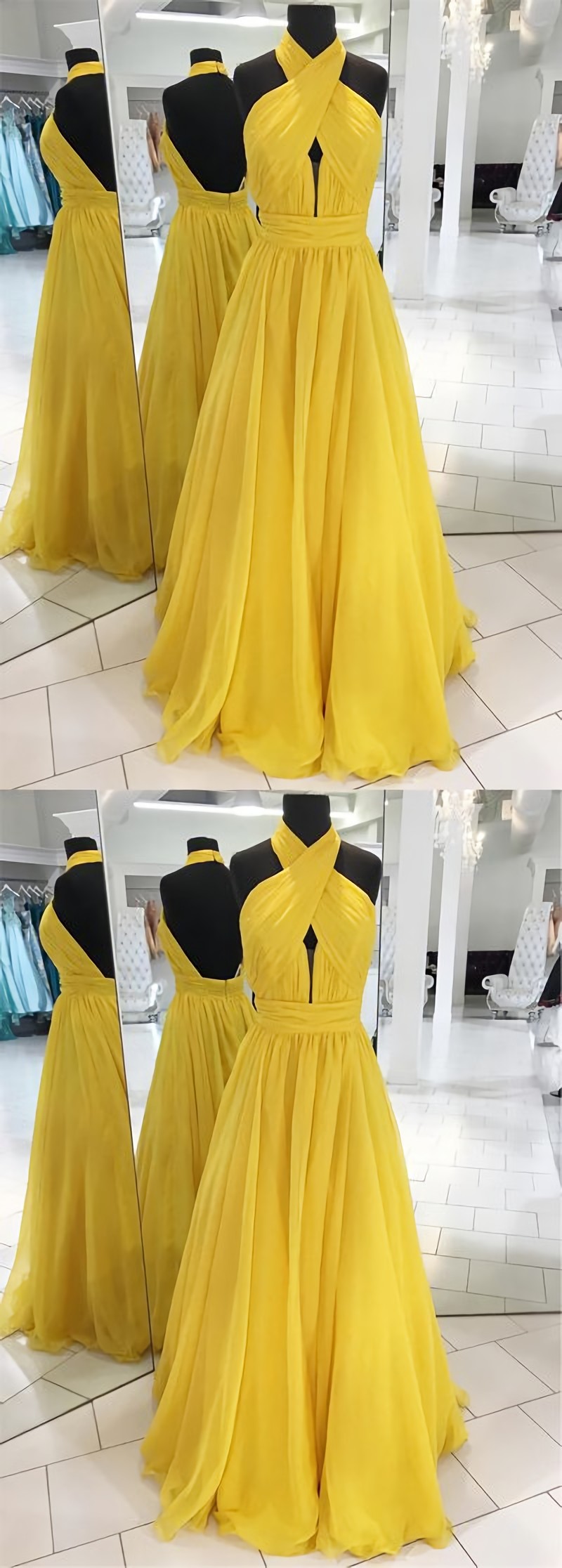 Unique Prom Dress,prom Dresses, Yellow Prom Dress, Long Prom Dress,prom ...