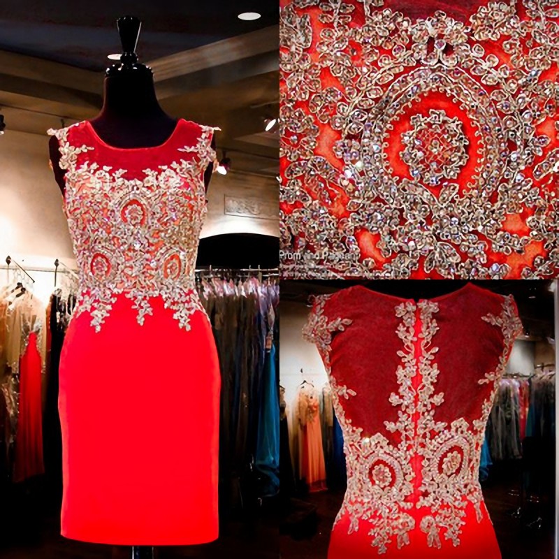 Trendy Red Straps Sheath Prom Gown SREAL186